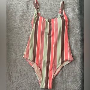 Multicolored pastel striped one piece by Kona Sol. Only worn ONCE! Size: Small